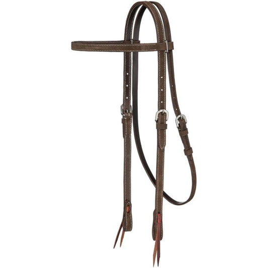 Tough 1 Plain Leather Browband Headstall Dark Roughout