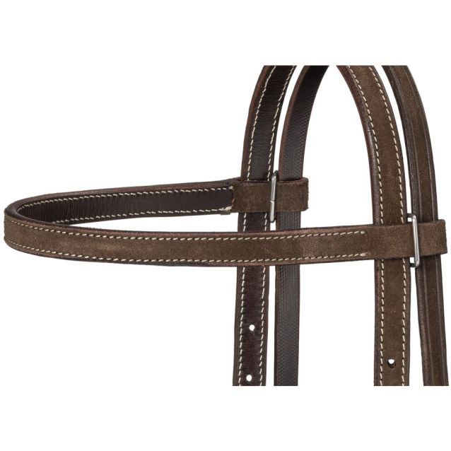 Tough 1 Plain Leather Browband Headstall Dark Roughout