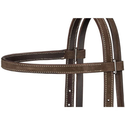 Tough 1 Plain Leather Browband Headstall Dark Roughout