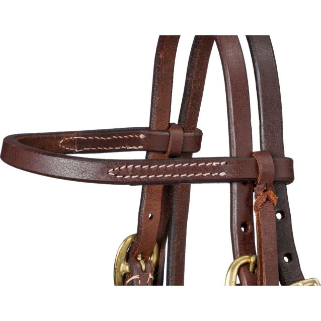 Tough 1 Mini Harness Leather Browband Headstall with Tie Ends