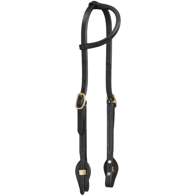Royal King Harness Leather Ear Headstall with Quick Change Ends Black