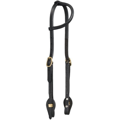Royal King Harness Leather Ear Headstall with Quick Change Ends Black