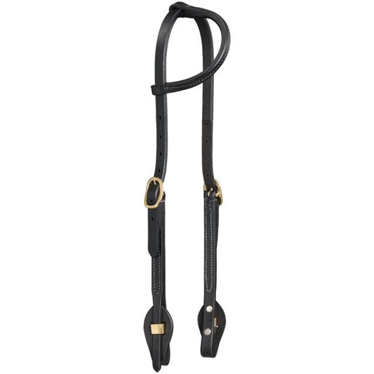 Royal King Harness Leather Ear Headstall with Quick Change Ends Black