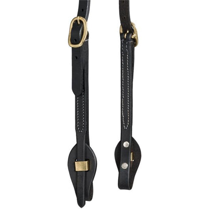 Royal King Harness Leather Ear Headstall with Quick Change Ends Black