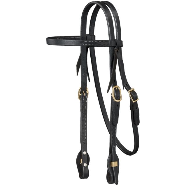 Royal King Harness Leather Browband Headstall with Quick Change Ends Black