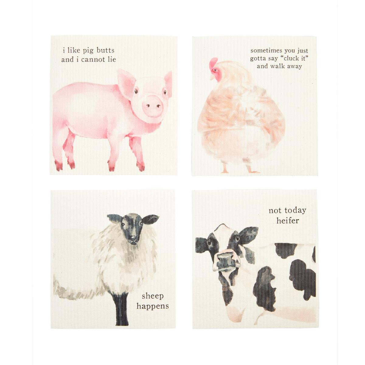Mudpie Farm Animal Dishcloths