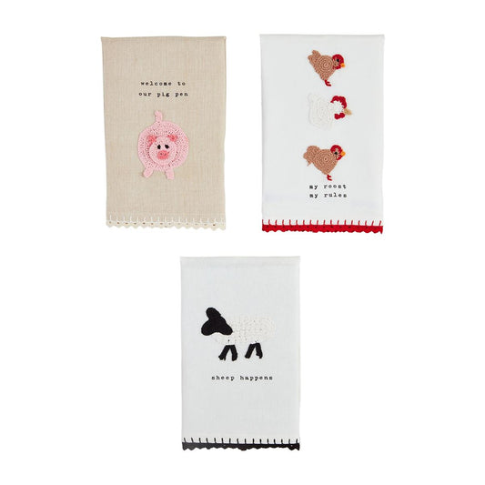 Mudpie Farm Animal Crochet Towel