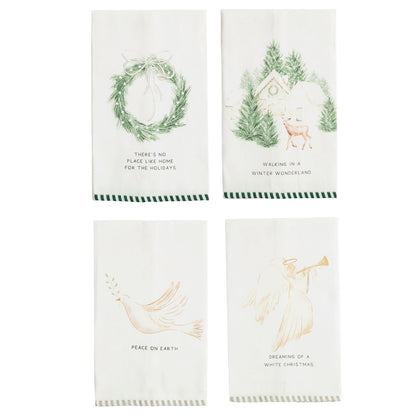 Mudpie White Christmas Stripe Hem Towel