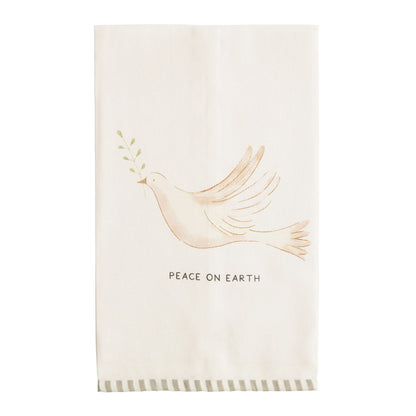 Mudpie White Christmas Stripe Hem Towel