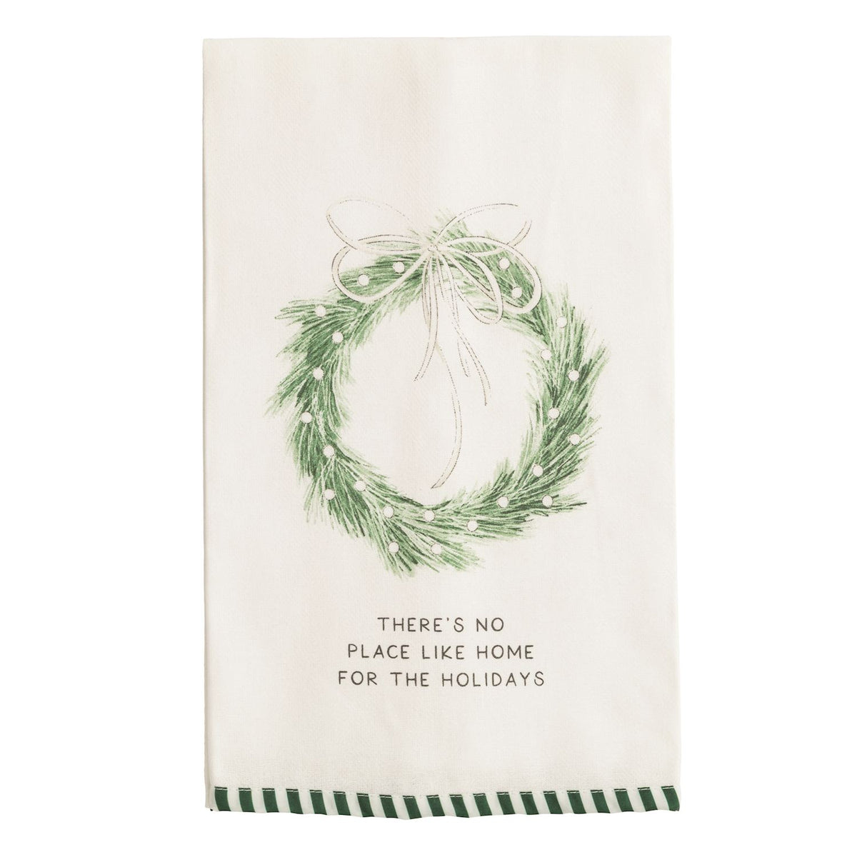 Mudpie White Christmas Stripe Hem Towel