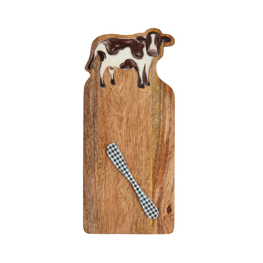 Mudpie Cow Enamel Wood Board Set