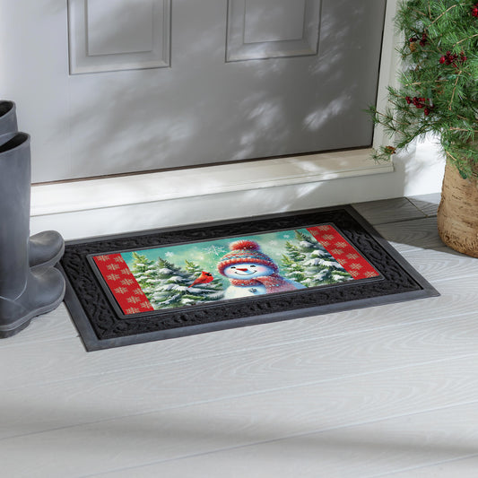 Evergreen Snowman With Cardinal Friend Sassafras Switch Mat