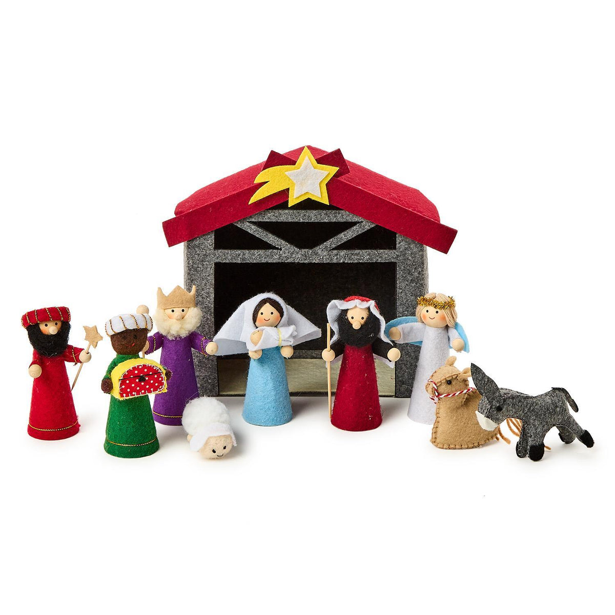 Two's Co 10 Piece Handcrafted Felt Nativity Set