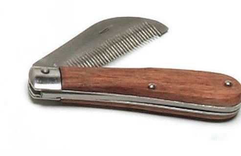 Folding Stripping Comb with Wooden Handle
