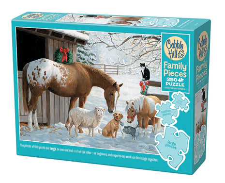 Cobble Hill Family Pieces Winter Barnyard 350 Piece Puzzle