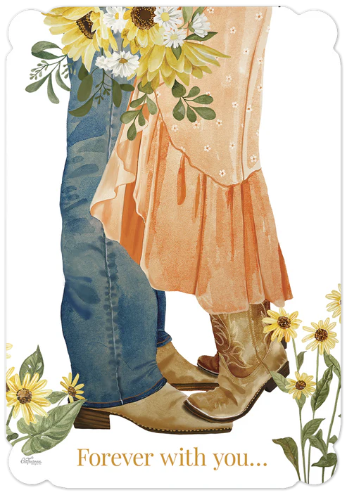 Leanin Tree Boots on Tiptoes Sunflowers