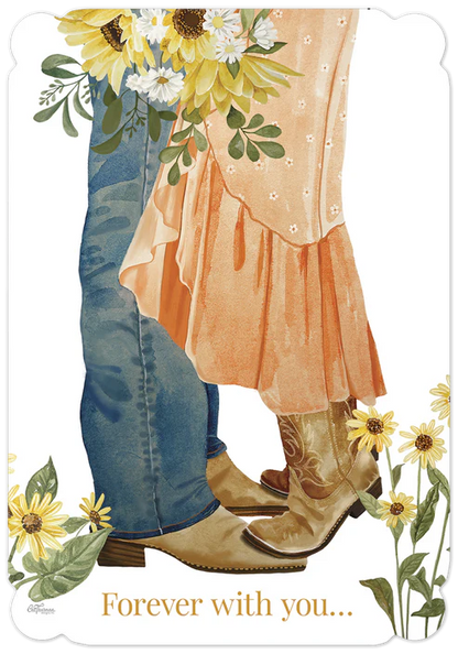 Leanin Tree Boots on Tiptoes Sunflowers