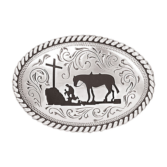 Nocona Youth Black Praying Cowboy Buckle