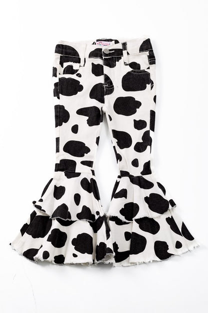 CC Cow Print Black Denim Flare