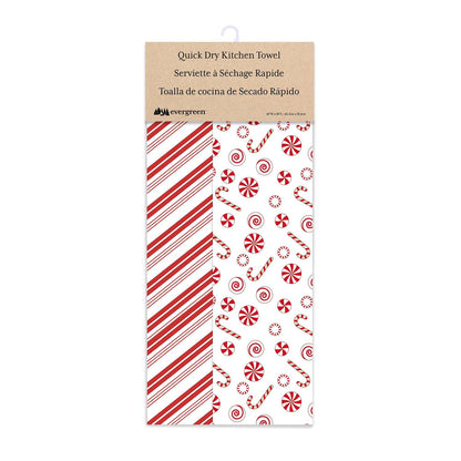 Evergreen Sugar & Stripes Bright Kitchen Towel Quick Dry