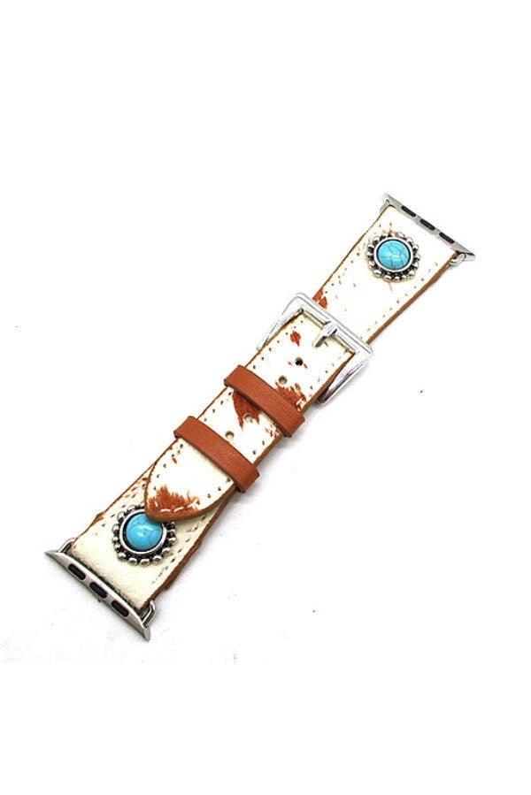 Snowing West Western Cowhide and Concho Stretch Apple Watch Band