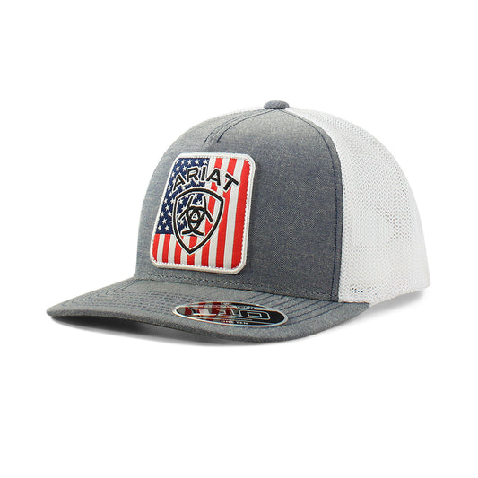 Ariat American Flag Logo Patch Grey/White