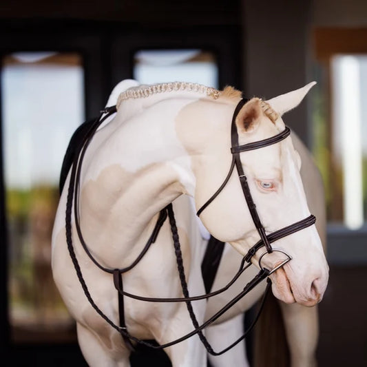 Fancy Square Raised Padded Bridle with Fancy Square Laced Reins
