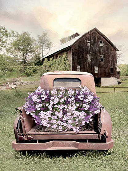 Leanin Tree Truck Bed Full of Purple Flowers Blank