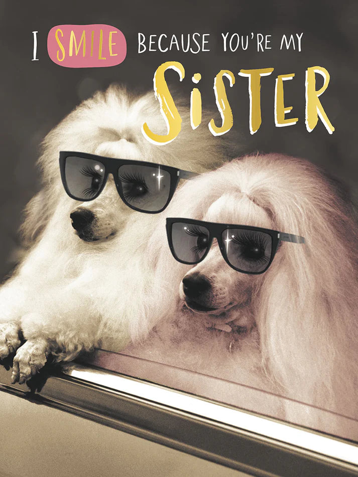 Leanin Tree Poodle Sunglasses Sister Birthday Card