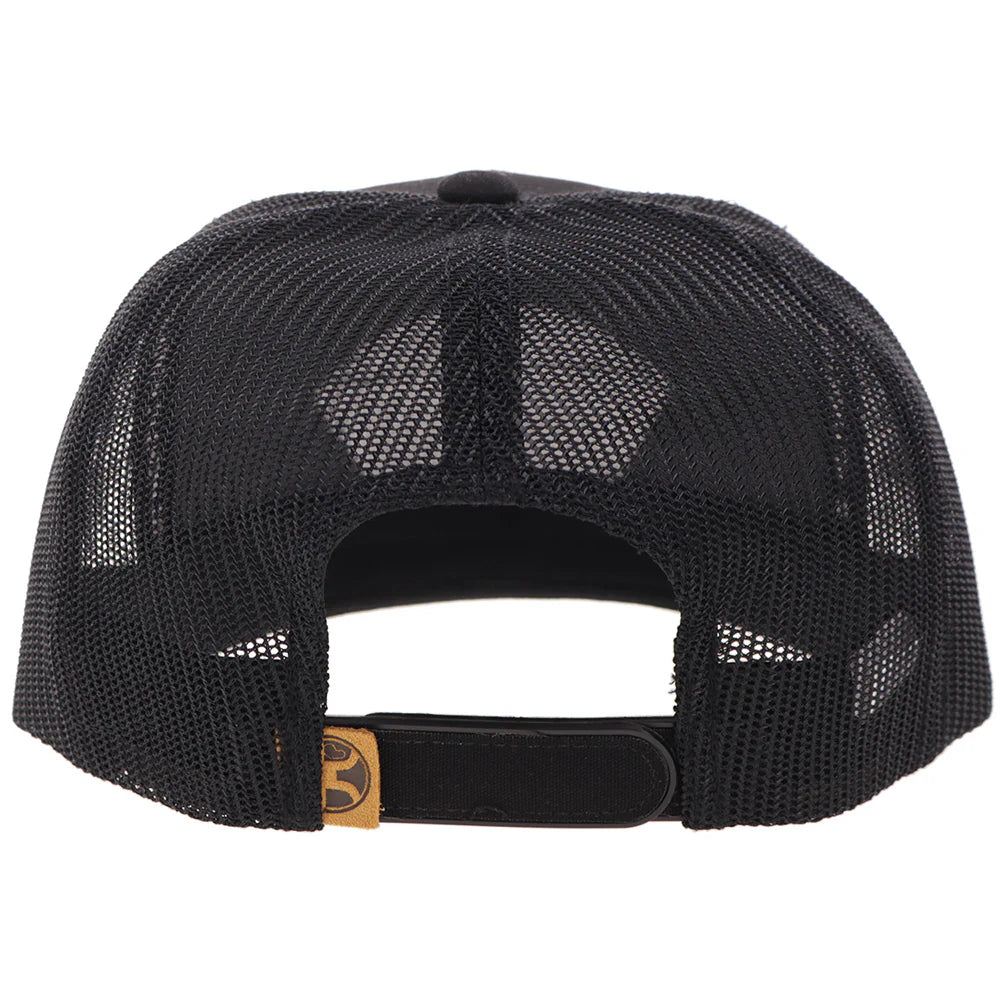 Hooey Cavvy Black 6-Panel Trucker with Brown Leather Patch