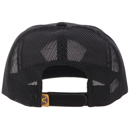 Hooey Cavvy Black 6-Panel Trucker with Brown Leather Patch