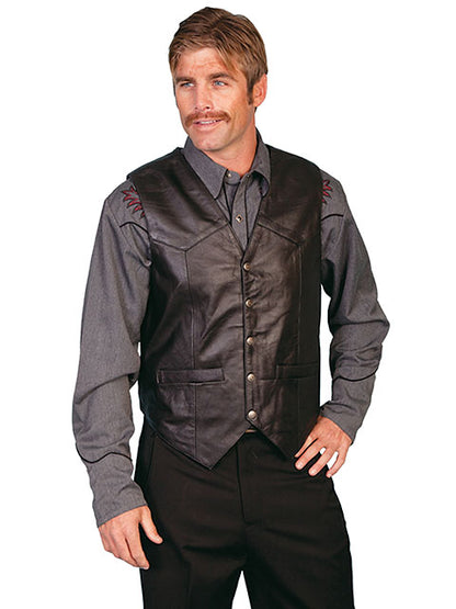 Scully Leather Vest Snap Black Lamb