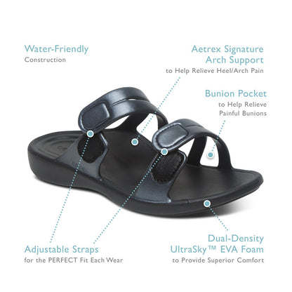 Aetrex Janey Sport Slide Black