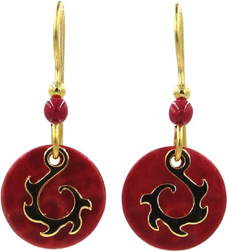 Silver Forest Earring Red Gold Round