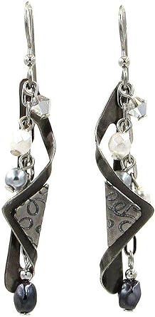 Silver Forest Earring Twisted Beaded Dangle