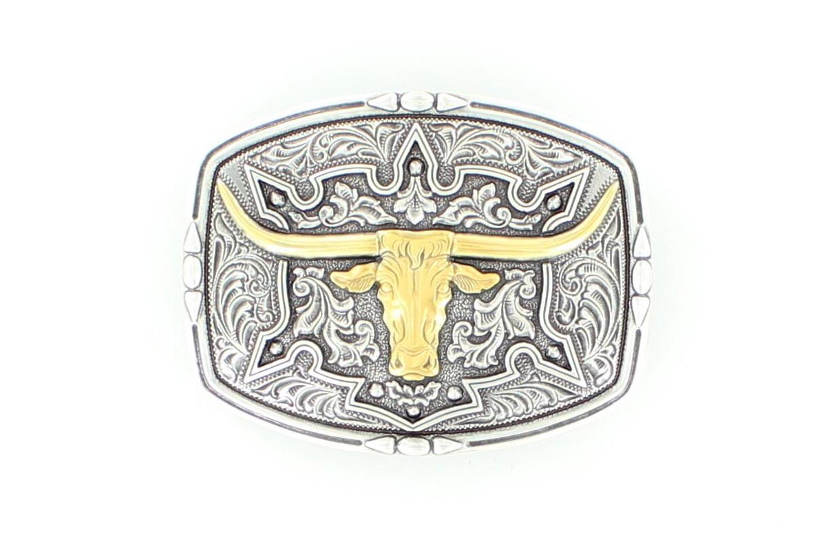 Nocona Gold Steer Head Belt Buckle