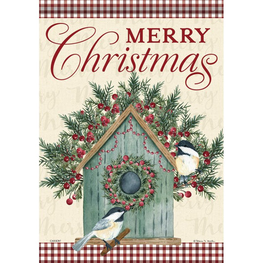 Carson Garden Flag Christmas Chickadee