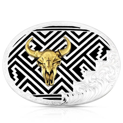Montana Pottery Pattern Buffalo Skull Buckle