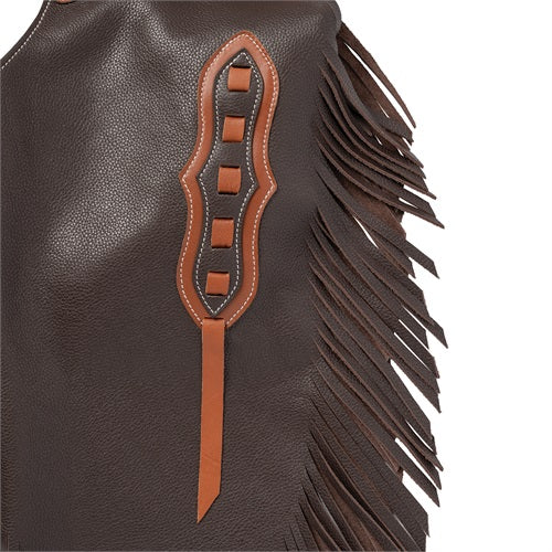 Weaver Youth Leather Cowboy Chinks Buckstitch Brown