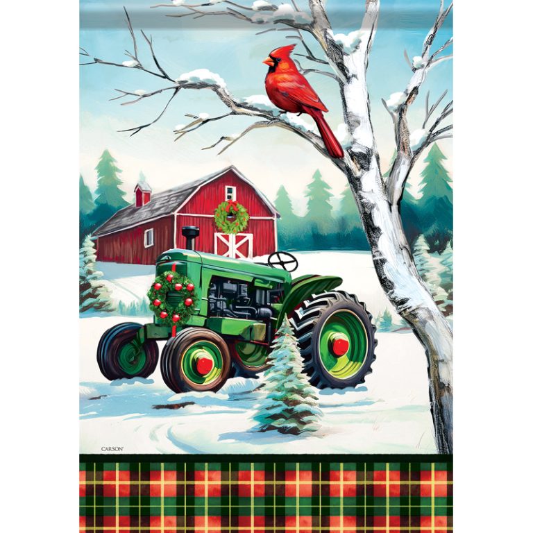 Carson Garden Flag Christmas Tractor