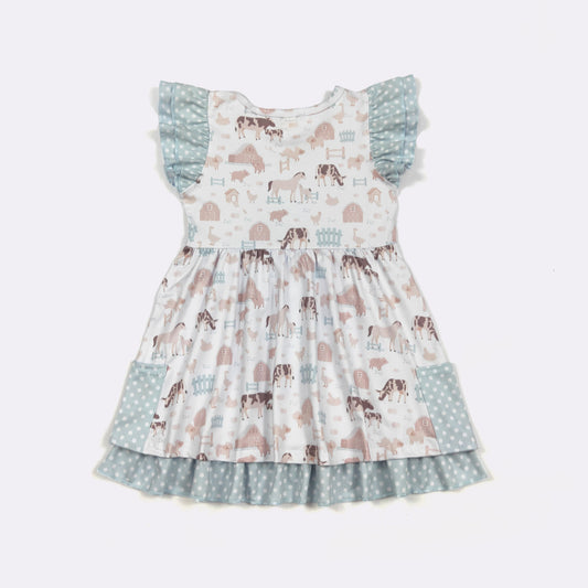 CC Barnyard Blue Girls Dress