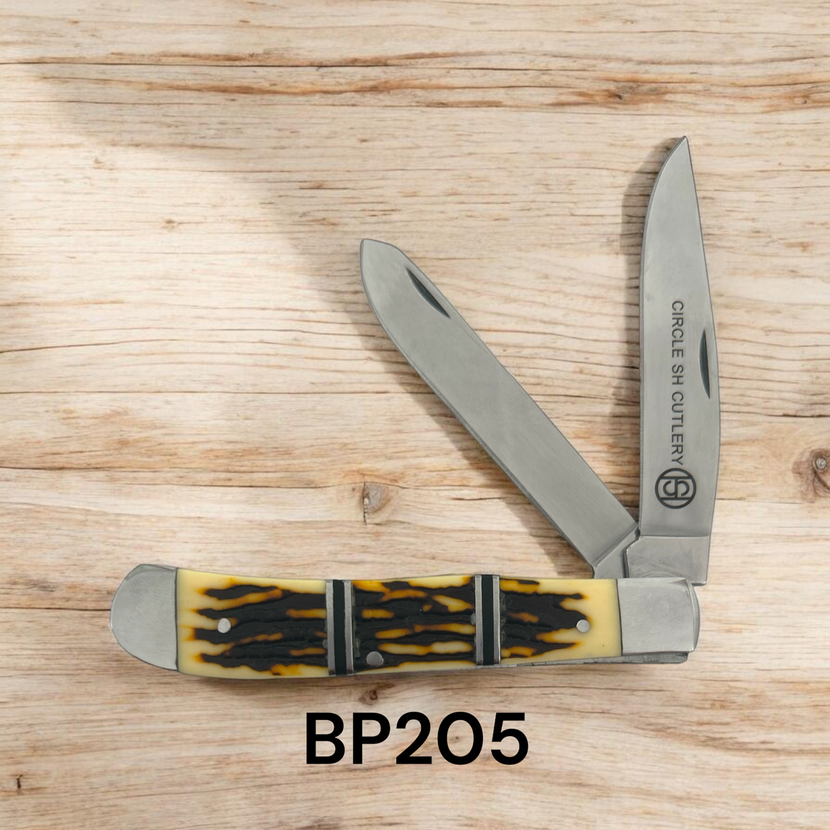 Circle SH Faux Bone Handle 2 Blade Knife