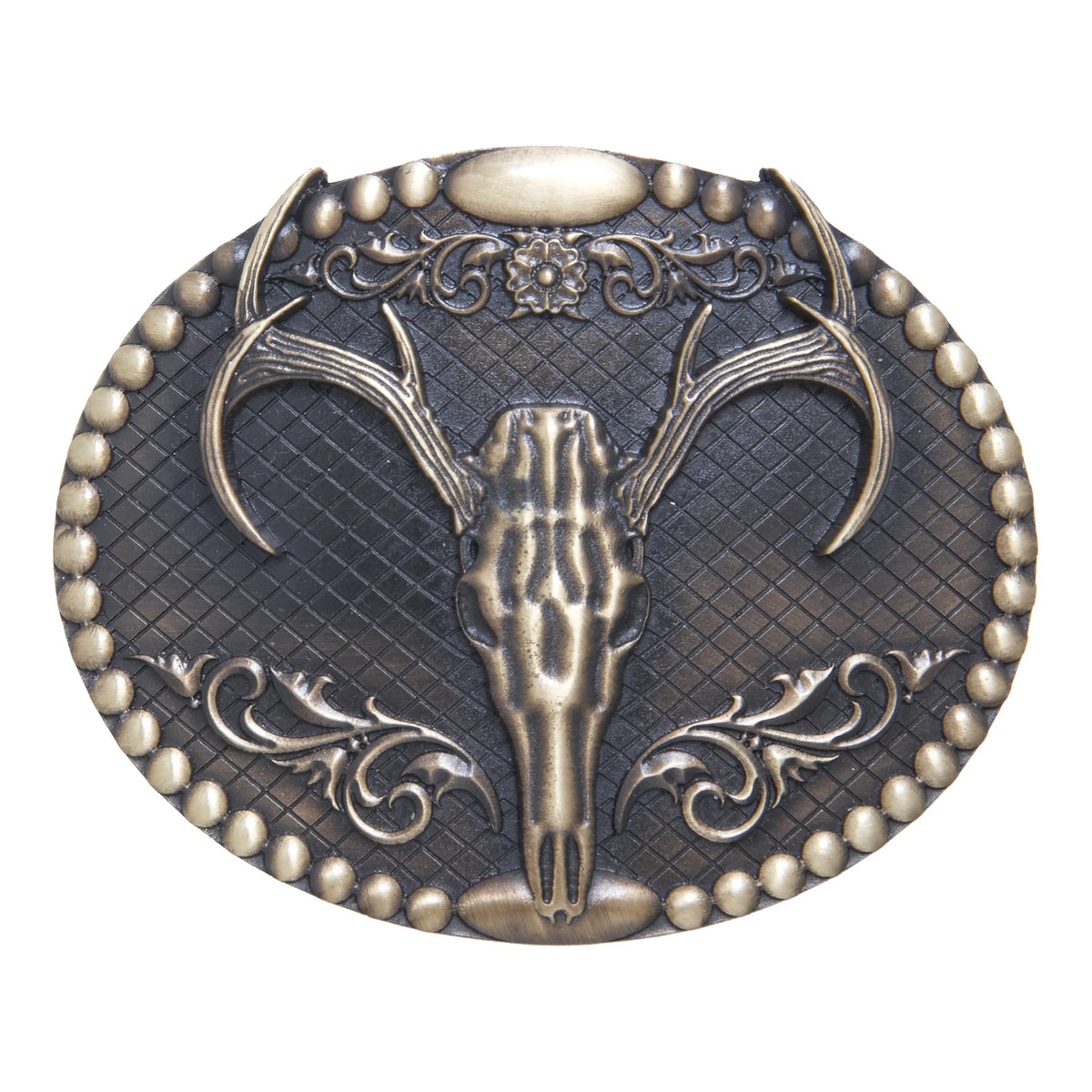 AndWest Oval Elk Skull Buckle
