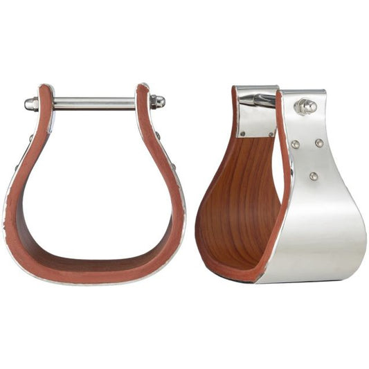 Tough 1 Polished Stainless Steel and Wood Stirrup