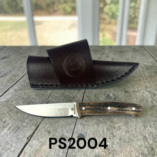 Circle SH Bone Stage Handle Fixed Blade Knife & Sheath
