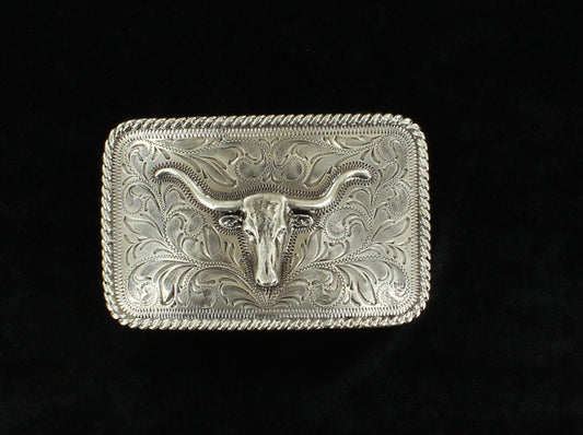 Nocona Rectangle Rope Edge Steer Belt Buckle