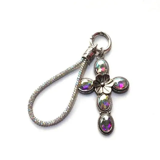Snowing West Western Crystal Cross Keychain