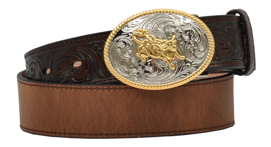 3D 2 Tone Bull Buckle Belt