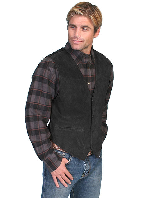 Scully Boar Suede Vest Snap Black