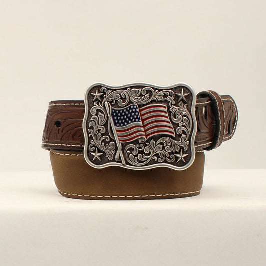 Nocona American Flag Buckle Kids Belt